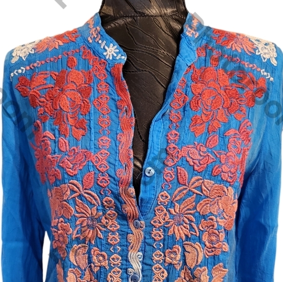 NWT Johnny Was Xs Embroidered, long sleeve tunic top - Picture 7 of 12